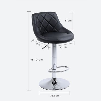 Decoration PU Bar Stool Adjustable Height Swivel Hydraulic Bar PU Armchair With Backrest 360° Upholstered Seat Assembled Home Office