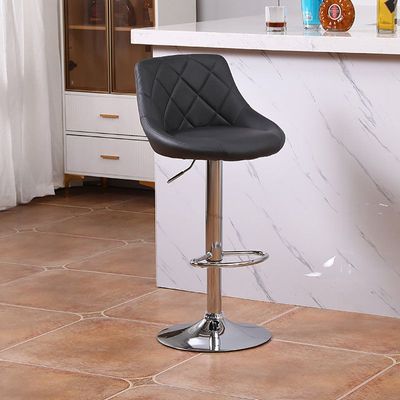 Decoration PU Bar Stool Adjustable Height Swivel Hydraulic Bar PU Armchair With Backrest 360° Upholstered Seat Assembled Home Office