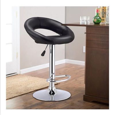 Decoration PU Bar Stool Adjustable Height Swivel Hydraulic Bar PU Armchair With Backrest 360° Upholstered Seat Assembled Home Office