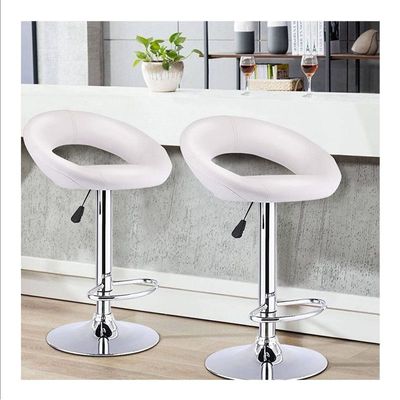 Decoration PU Bar Stool Adjustable Height Swivel Hydraulic Bar PU Armchair With Backrest 360° Upholstered Seat Assembled Home Office