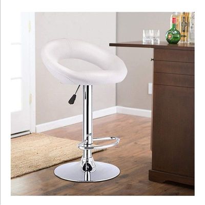 Decoration PU Bar Stool Adjustable Height Swivel Hydraulic Bar PU Armchair With Backrest 360° Upholstered Seat Assembled Home Office