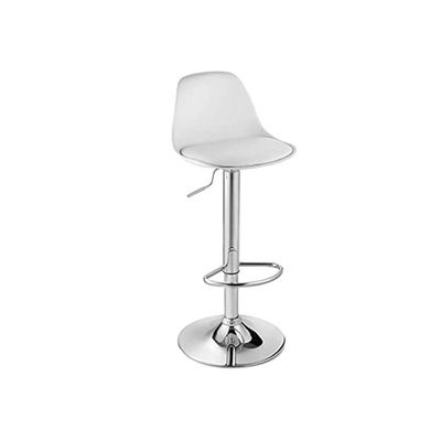 Decoration Swivel High Chair Bar Stool Adjustable Up Down Stainless Steel Base Office Restaurant Furniture (White)