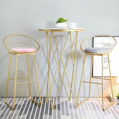 Decoration High Bar Chair Metal Frame Seat Stools Bar Cafe Restaurant Shop Chairs 