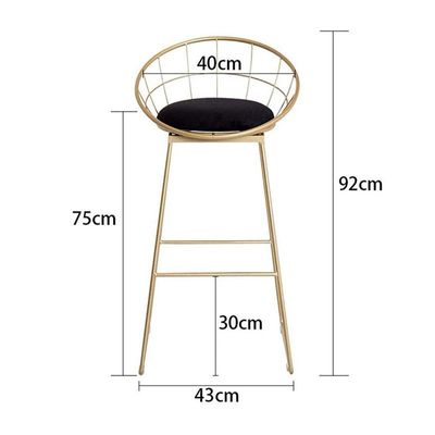 Decoration High Bar Chair Metal Frame Seat Stools Bar Cafe Restaurant Shop Chairs 