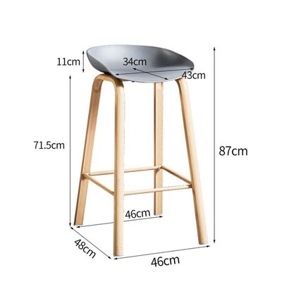 Decoration Bar Stool High Stool Modern Industrial Dining Bar Stool Chair Plastic Seat Wooden Legs For Coffee Shop Bar Home 