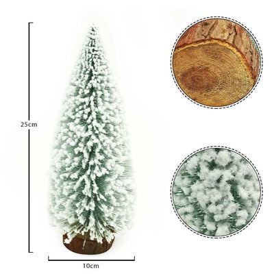 Yatai Pack of 2pcs Small Pine Tree With Wooden Base For Xmas - White/Green