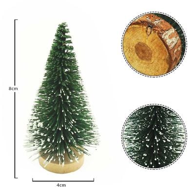 Yatai pack of 10pcs Small Pine Tree With Wooden Base For Xmas - Green