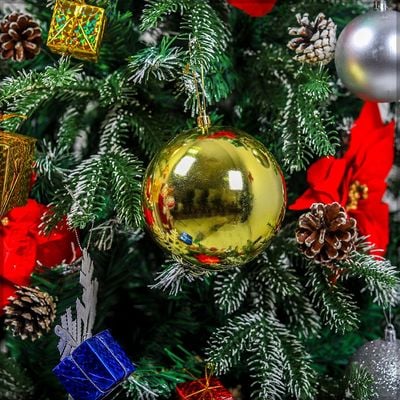 Christmas Ball Ornaments For Xmas With Hanging Loop - Gold