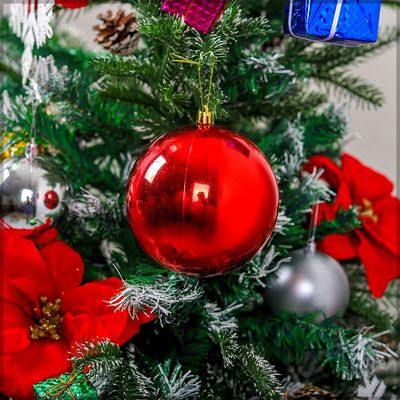 Christmas Ball Ornaments For Xmas With Hanging Loop - Red