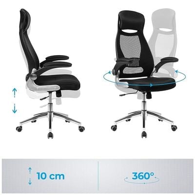 Songmics Office Swivel Mesh Chair With Headrest And Flip Up Armrests - Black by Mahmayi