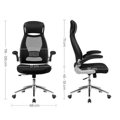 Songmics Office Swivel Mesh Chair With Headrest And Flip Up Armrests - Black by Mahmayi