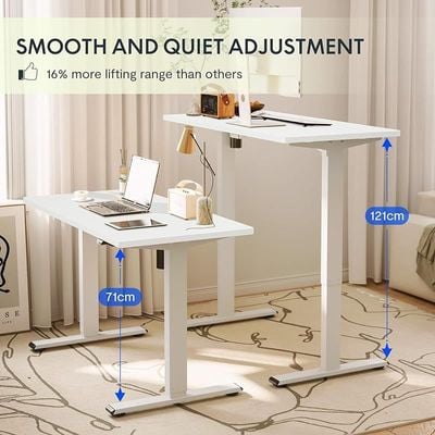 Flexispot Flexispot EG1 Height-Adjustable Desk Electric 2-Way Telescope with Table Top White, Frame White, 140 x 70 cm by Mahmayi