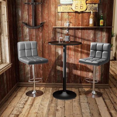 Bar Stools Modern PU Leather Adjustable Swivel Barstools, Set Of 2 - Deep Grey