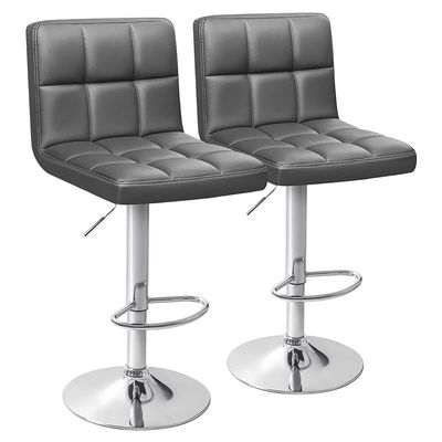 Bar Stools Modern PU Leather Adjustable Swivel Barstools, Set Of 2 - Deep Grey