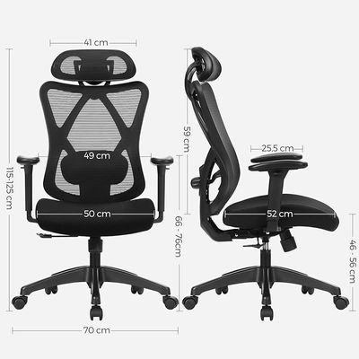 Songmics Ergonomic Mesh Office Chair With Adjustable Lumbar Support And Headrest - Black by Mahmayi