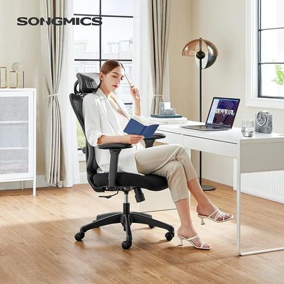 Songmics Ergonomic Mesh Office Chair With Adjustable Lumbar Support And Headrest - Black by Mahmayi