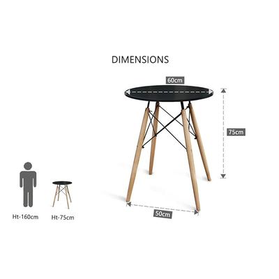 Round Table With Quad Leg Base And Ultimate Eames Style DSW Dining Chairs, Set Of 2 - Black