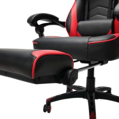 Racing Style Gaming Office Chair With Footrest - Black/Red