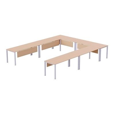 Mahmayi Figura 72-14 U-Shaped Conference Meeting Table for Office, School, or Classroom, Large 12 Person Capacity with Elegant Design and Durability, Ideal for Meetings, Events, Seminars, and Collaborative Workspaces (12 Seater, Oak) 