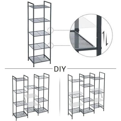 Songmics 5-Tier Steel Storage Rack With Adjustable Shelf for Kitchen, Bathroom And Living Room - Black  by Mahmayi