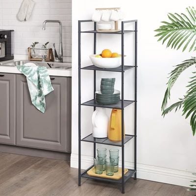 Songmics 5-Tier Steel Storage Rack With Adjustable Shelf for Kitchen, Bathroom And Living Room - Black  by Mahmayi