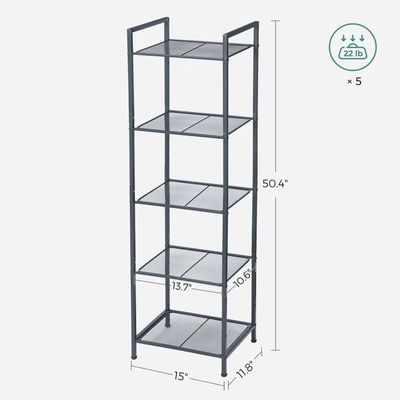 Songmics 5-Tier Steel Storage Rack With Adjustable Shelf for Kitchen, Bathroom And Living Room - Black  by Mahmayi