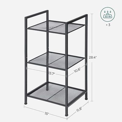 Songmics 3-Tier Steel Storage Rack for Kitchen, Bathroom And Living Room - Black by Mahmayi