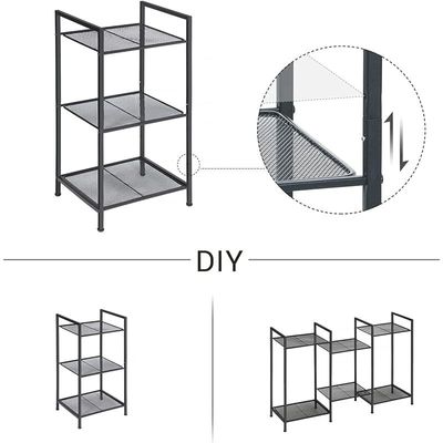 Songmics 3-Tier Steel Storage Rack for Kitchen, Bathroom And Living Room - Black by Mahmayi