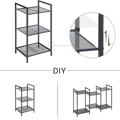 Renewed 3-Tier Storage Rack With Adjustable Shelf - Black