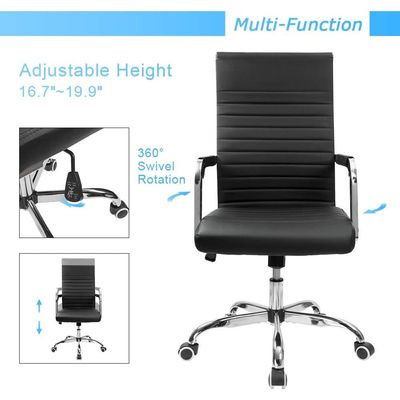 Soft Cushion PU Ergonomic Chair - Black