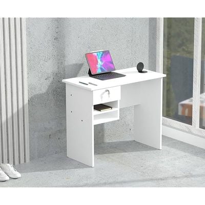 Solama MP1 9045 Office Desk with Paper Rack- White with 51-1H Round Desktop Power Module with USB Slot for Office Desk - Black