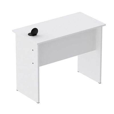 Solama MP1 9045 Office Desk with Paper Rack- White with 51-1H Round Desktop Power Module with USB Slot for Office Desk - Black