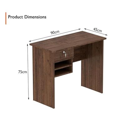Solama Functional Office Desk With 2 Paper Racks, Lockable Drawer With Desktop Socket And USB A/C Port - Brown