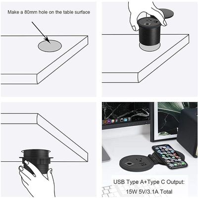 Limited Edition Modern Executive Study Desks With Round Desktop Power Module - Apply Cherry