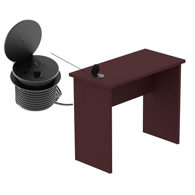 Limited Edition Modern Executive Study Desks With Round Desktop Power Module - Apply Cherry