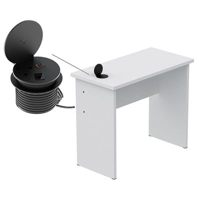 Limited Edition Modern Executive Study Desks With Round Desktop Power Module - White