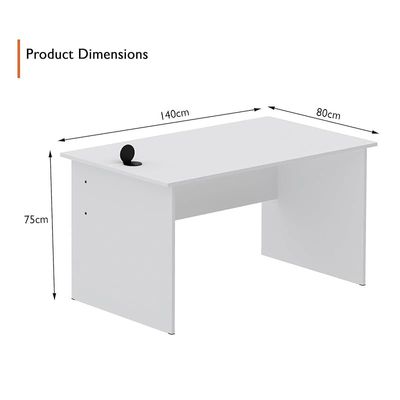 Modern Writing Study Table With Round Desktop Power Module - White