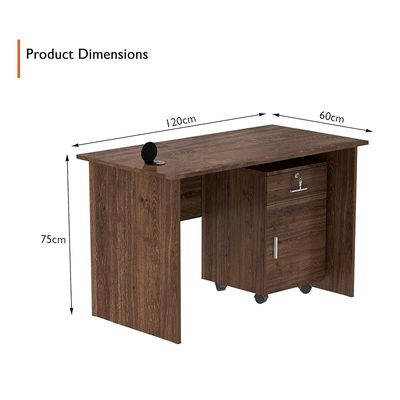 Mahmayi MP1 120x60 Brown Writing Table With Drawers and Black 51-1H Round Desktop Power Module Featuring USB Slot - Ideal for Home or Office Desk Organization and Connectivity Solutions