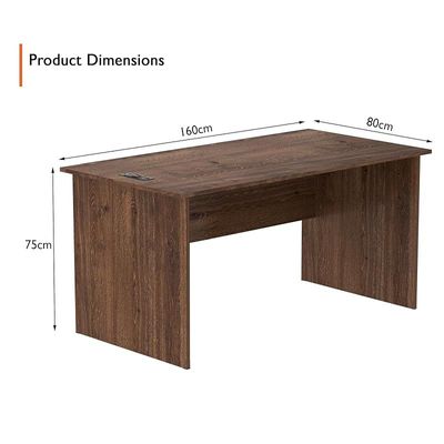 Writing Table With Attached Desktop Socket And USB AC Port - Brown