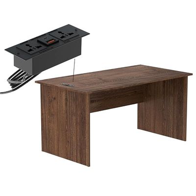 Writing Table With Attached Desktop Socket And USB AC Port - Brown