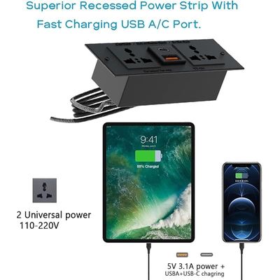 Writing Table With Attached Desktop Socket And USB AC Port - White