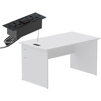 Writing Table With Attached Desktop Socket And USB AC Port - White