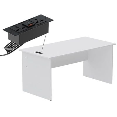 Writing Table With Desktop Socket And USB AC Port - White