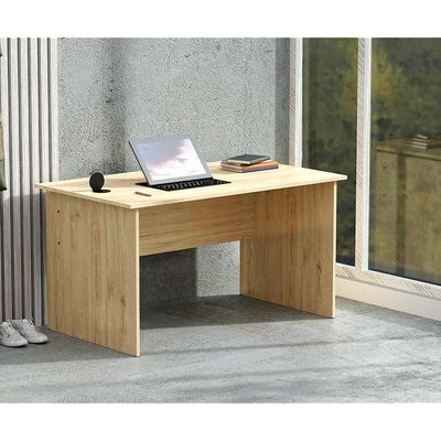Modern Writing Study Table With Round Desktop Power Module - Oak