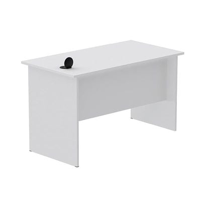 Solama Writing Table With Hanging Drawers And Round Desktop Power Module - White