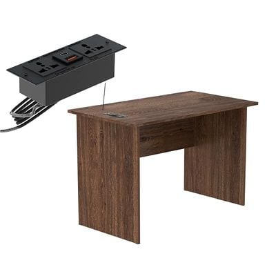 Writing Table With Desktop Socket And USB AC Port - Brown