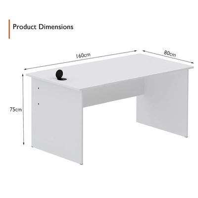 Modern Writing Study Table With Round Desktop Power Module - White