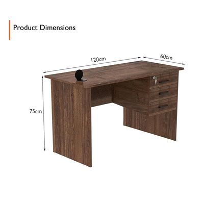 Solama Writing Table With Hanging Drawers And Round Desktop Power Module - Brown