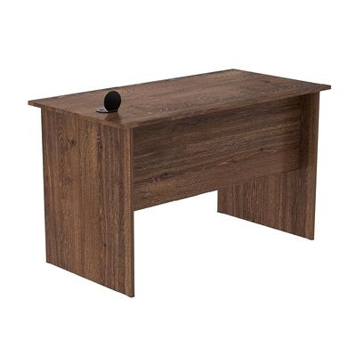 Solama Writing Table With Hanging Drawers And Round Desktop Power Module - Brown