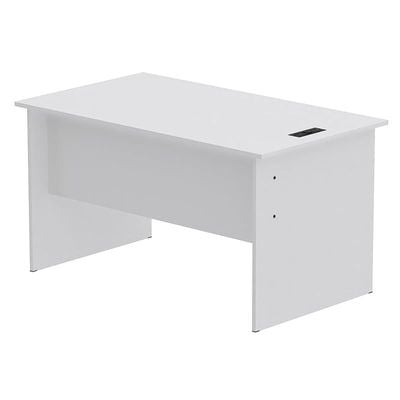 Writing Table With Hanging Pedestal Attached Desktop Socket With USB AC Port - White